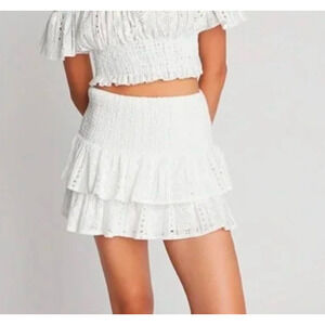 Choosy White Ruffle Shirt Large Elastic Waist Size 6 NWT